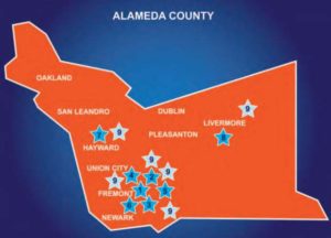 Map of Tri-City sites in Alameda County, CA